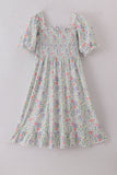 Floral print smocked mom dress - Aaria Tees Aaria Tees