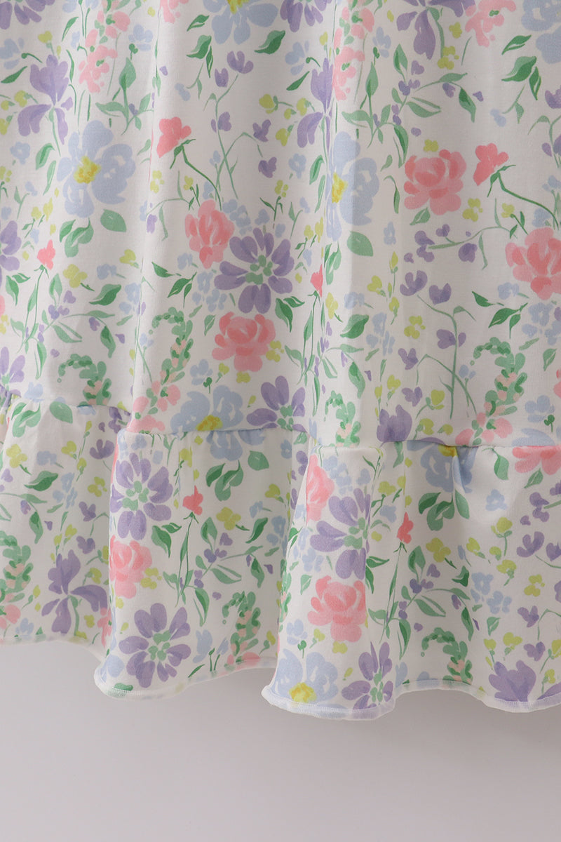 Floral print smocked mom dress - Aaria Tees Aaria Tees