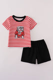 Red Georgia bulldog sequin stripe shorts set - Aaria Tees Aaria Tees