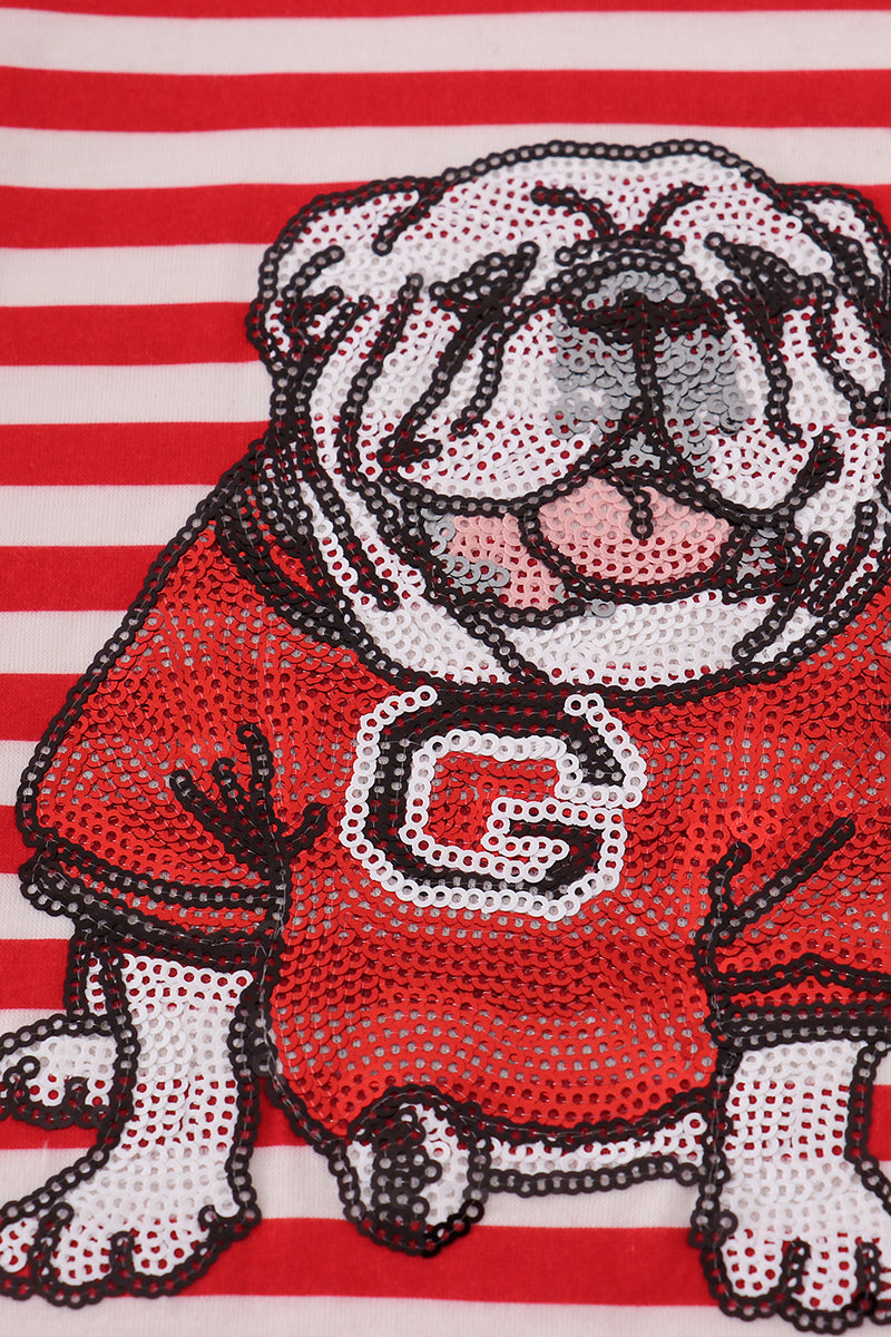 Red Georgia bulldog sequin stripe shorts set - Aaria Tees Aaria Tees