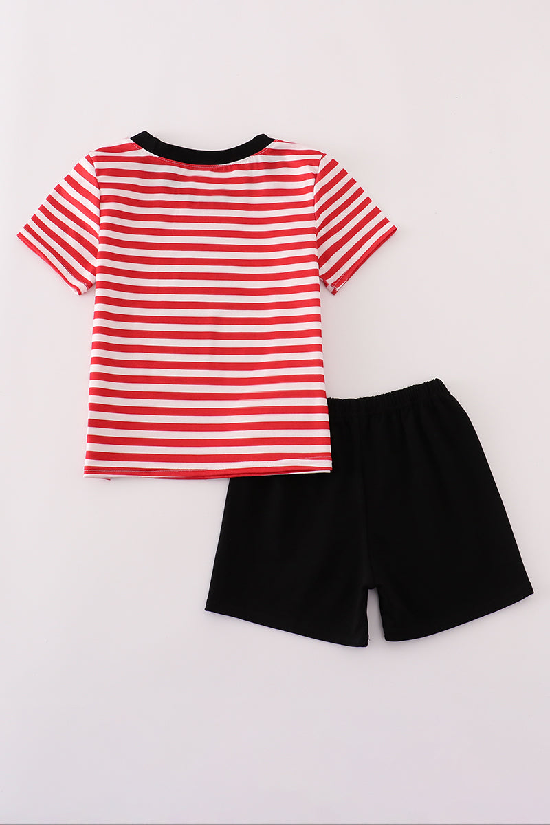 Red Georgia bulldog sequin stripe shorts set - Aaria Tees Aaria Tees