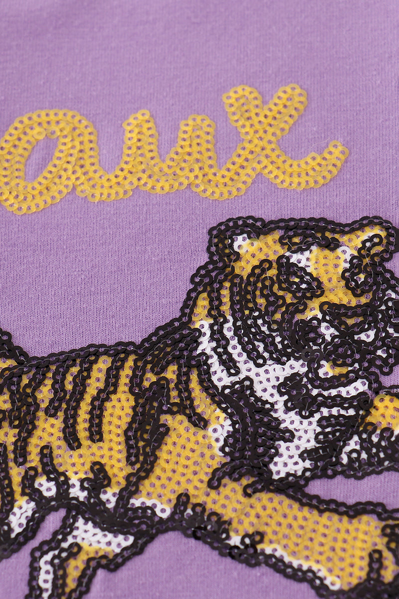 Purple gold LSU geaux tiger sequin top - Aaria Tees Aaria Tees