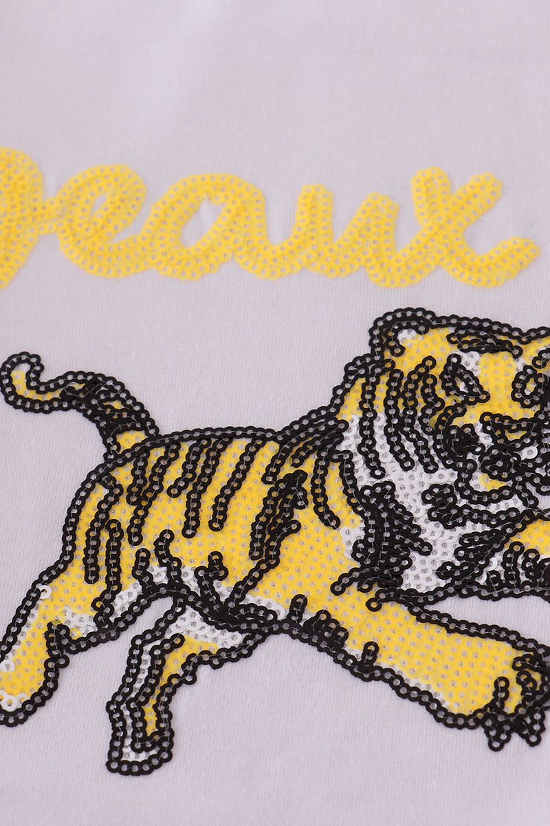 Purple gold LSU geaux tiger sequin set - Aaria Tees Aaria Tees