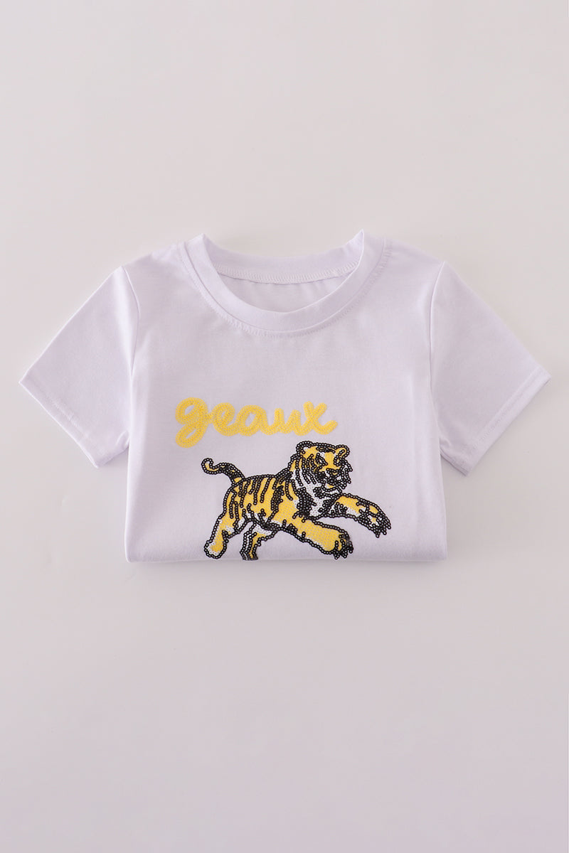 Purple gold LSU geaux tiger sequin set - Aaria Tees Aaria Tees