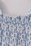 Blue smocked floral print mom dress - Aaria Tees Aaria Tees
