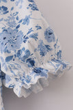 Blue smocked floral print mom dress - Aaria Tees Aaria Tees