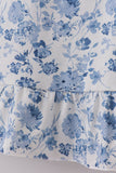 Blue smocked floral print mom dress - Aaria Tees Aaria Tees