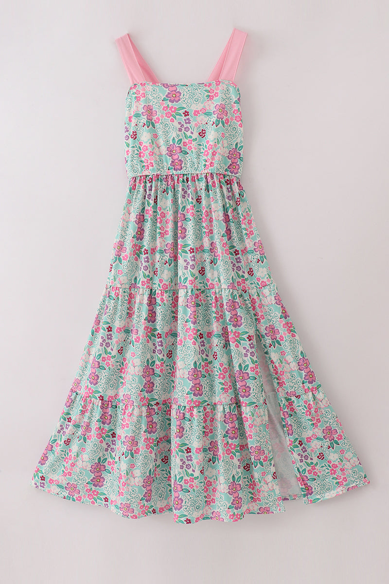 Green dream garden tiered mom dress - Aaria Tees Aaria Tees