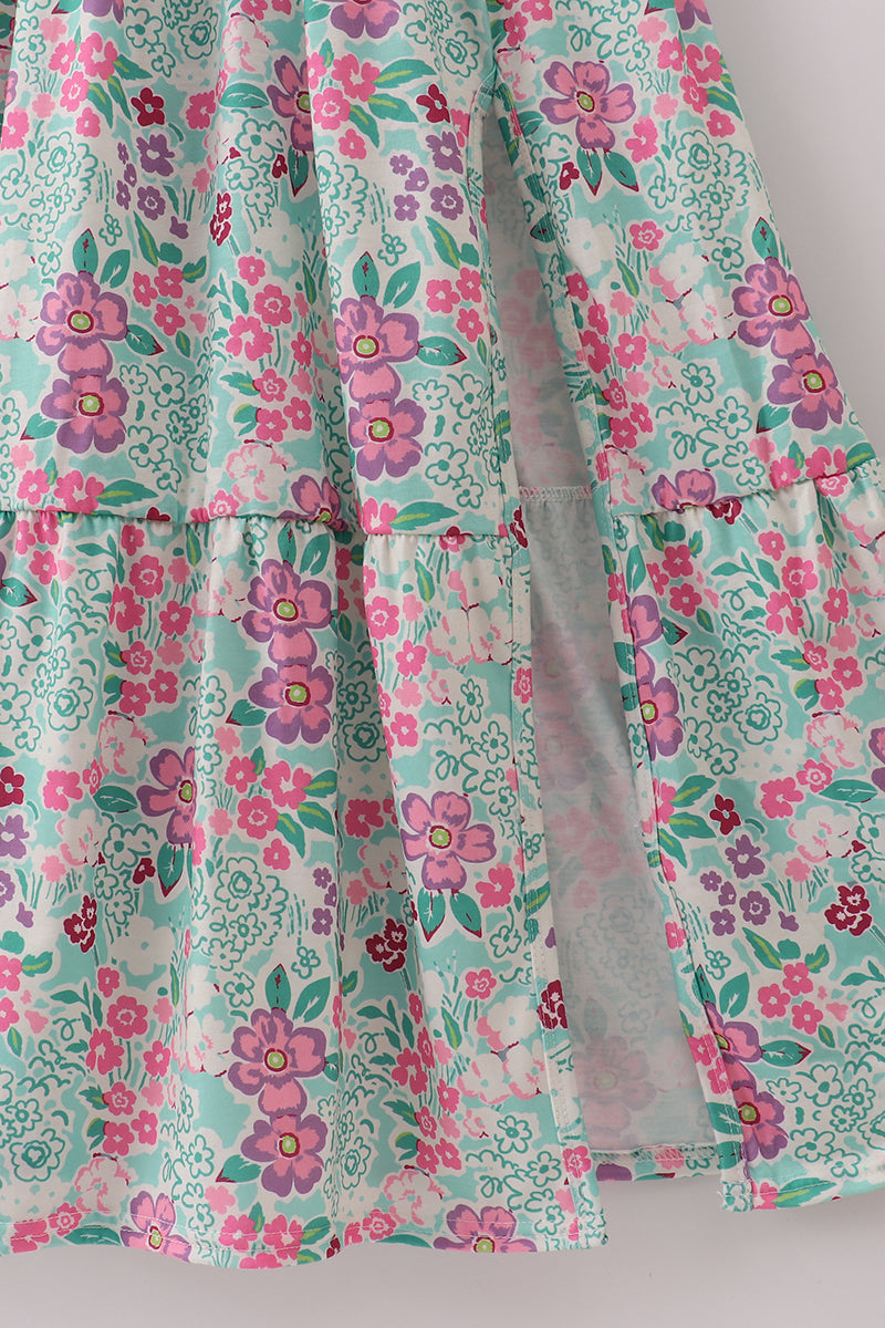 Green dream garden tiered mom dress - Aaria Tees Aaria Tees