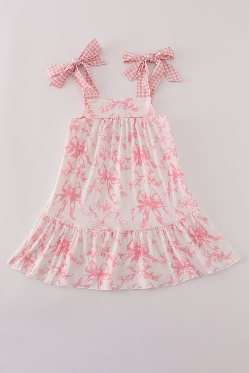 Pink bow print ruffle mom&me dress - Aaria Tees Aaria Tees