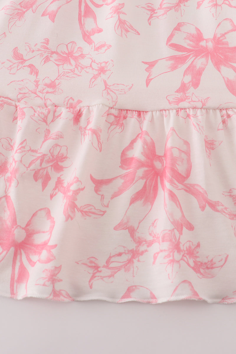 Pink bow print ruffle mom&me dress - Aaria Tees Aaria Tees