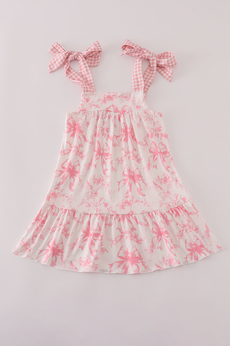 Pink bow print ruffle mom&me dress - Aaria Tees Aaria Tees
