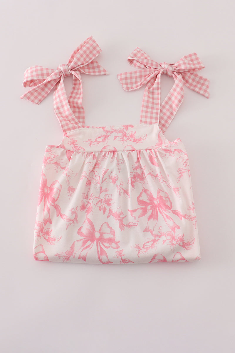 Pink bow print ruffle mom&me dress - Aaria Tees Aaria Tees
