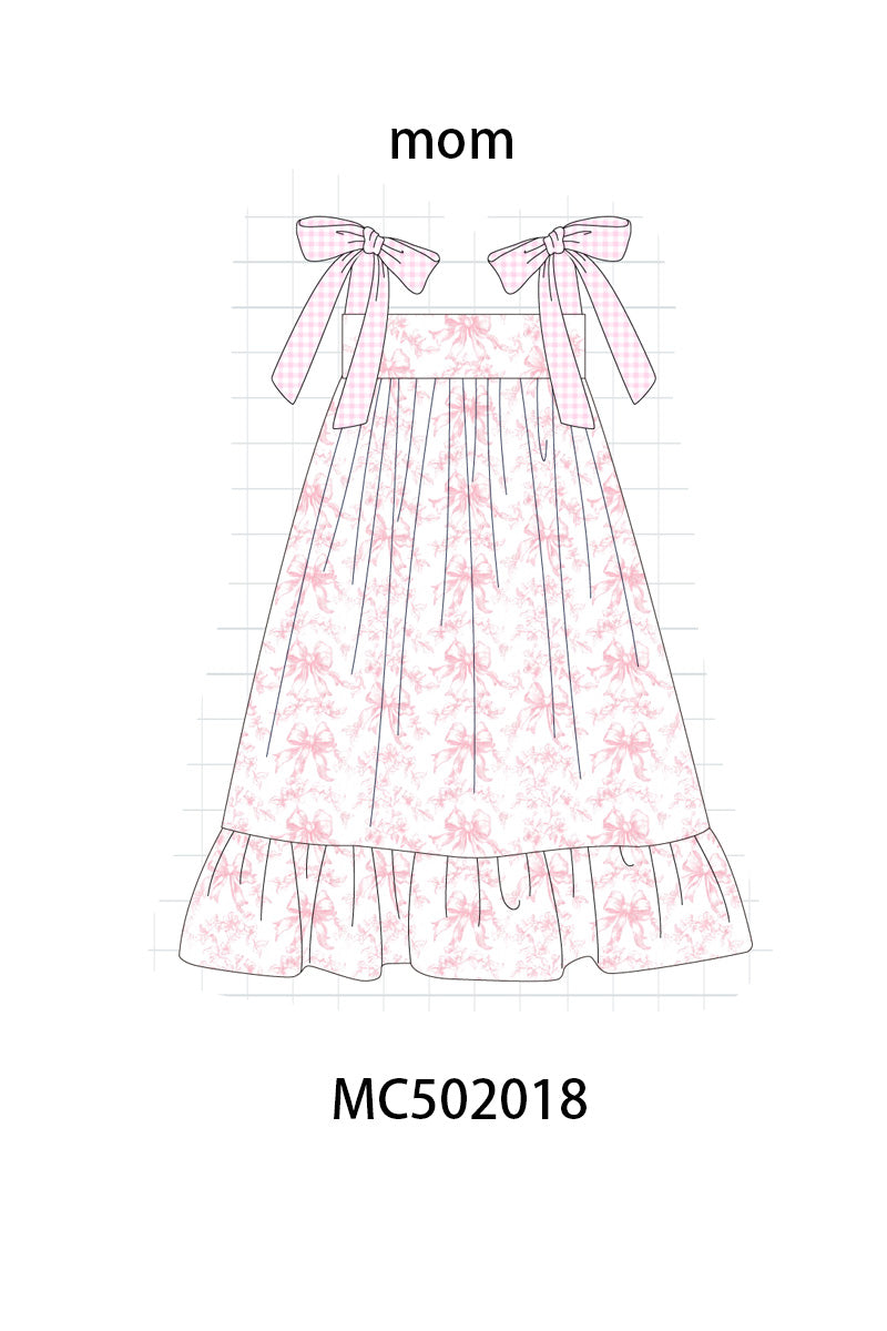 Pink bow print ruffle mom&me dress - Aaria Tees Aaria Tees