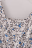Blue vintage floral print tiered mom dress Aaria Tees