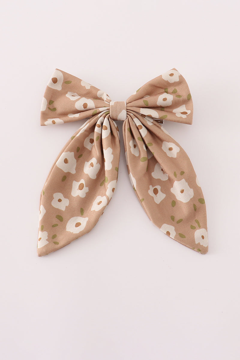 Mustard & mint floral print hair sailor bow - Aaria Tees Aaria Tees