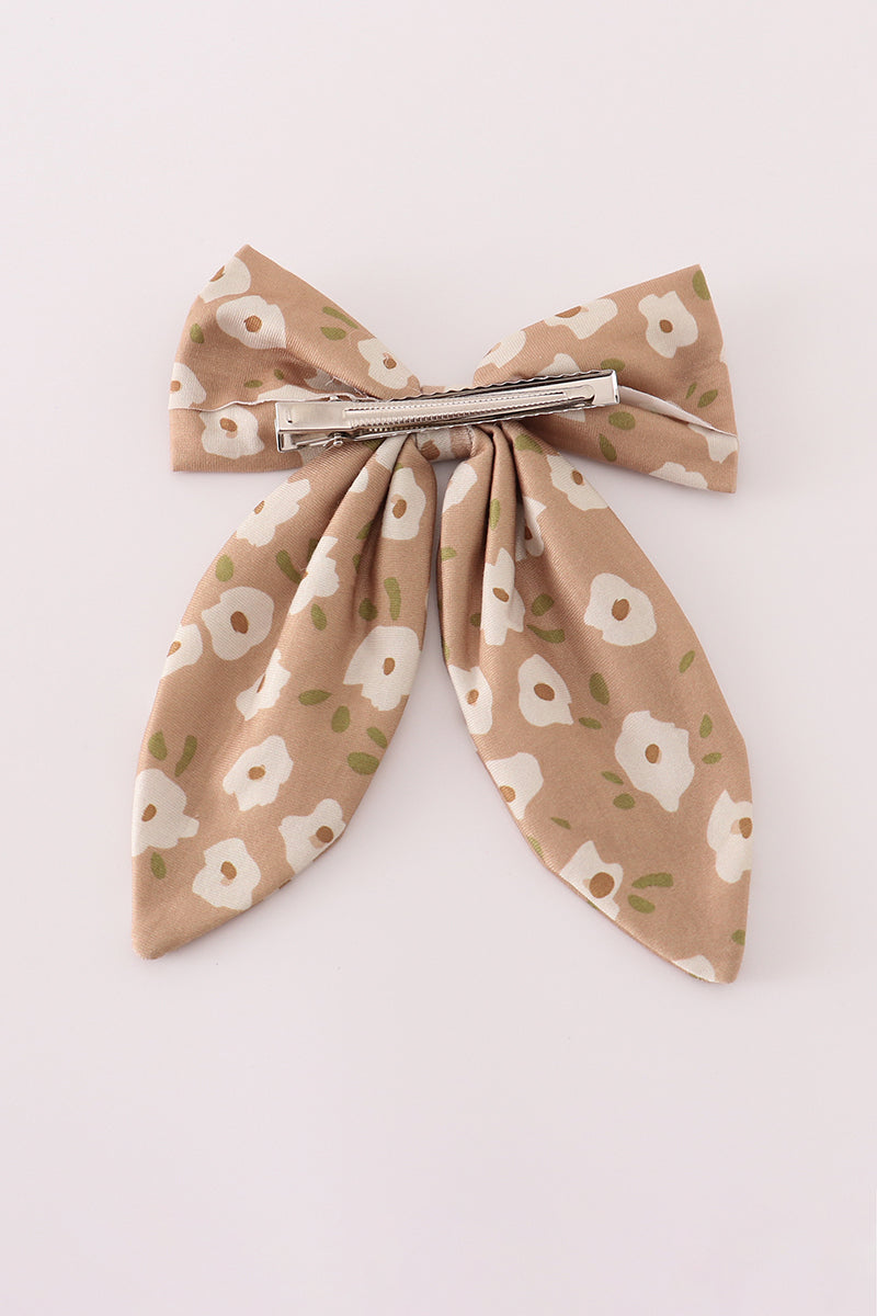Mustard & mint floral print hair sailor bow - Aaria Tees Aaria Tees