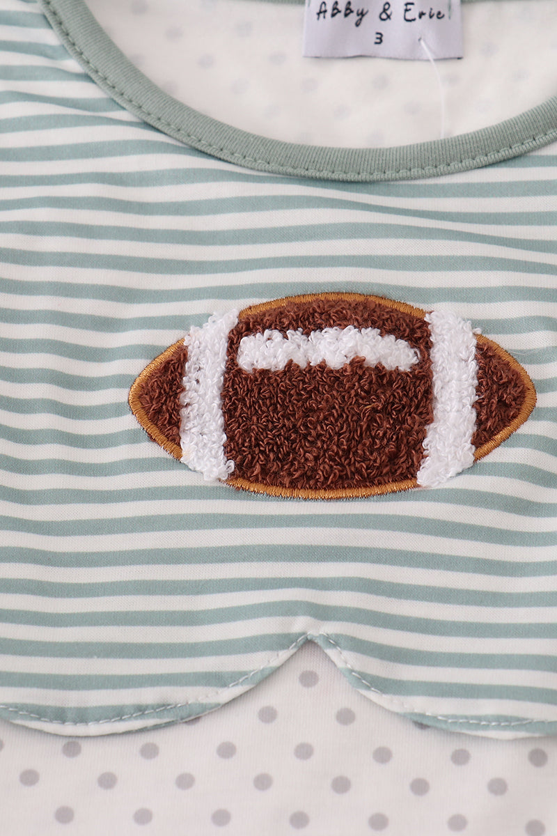 Sage stripe football french knot pants set - Aaria Tees Aaria Tees