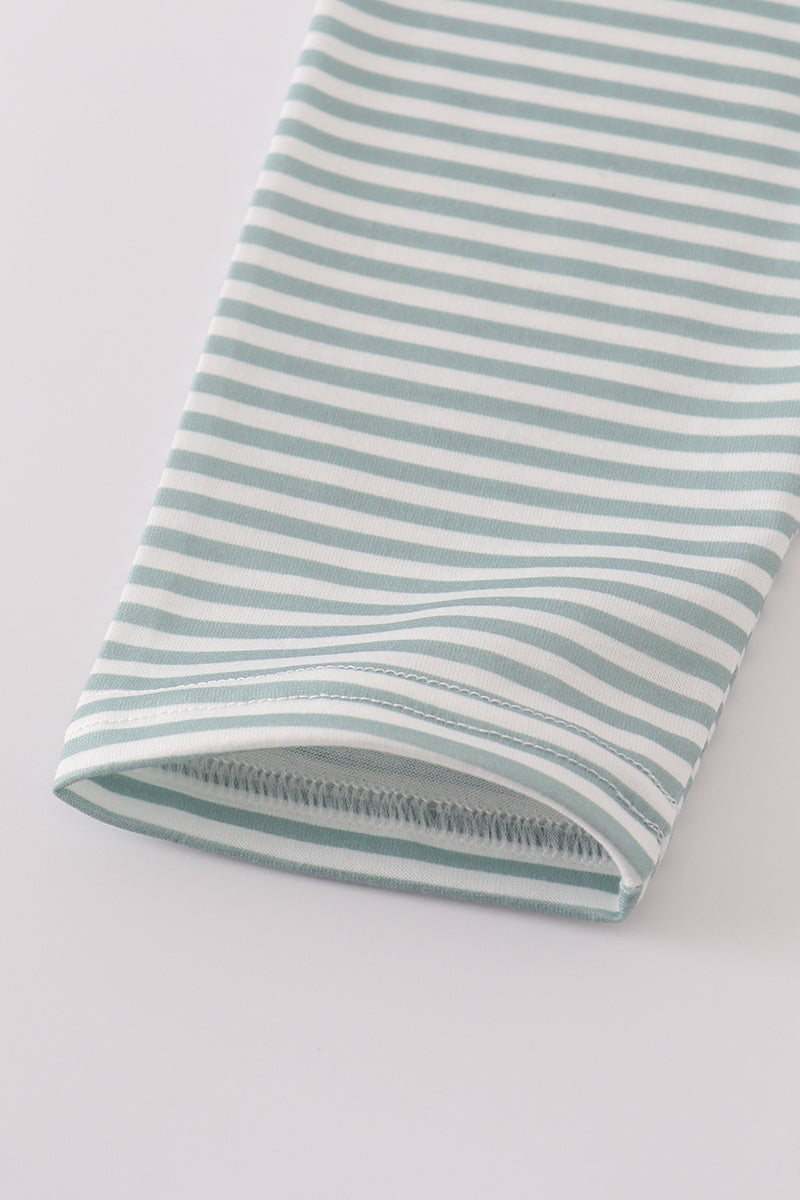 Sage stripe football french knot pants set - Aaria Tees Aaria Tees