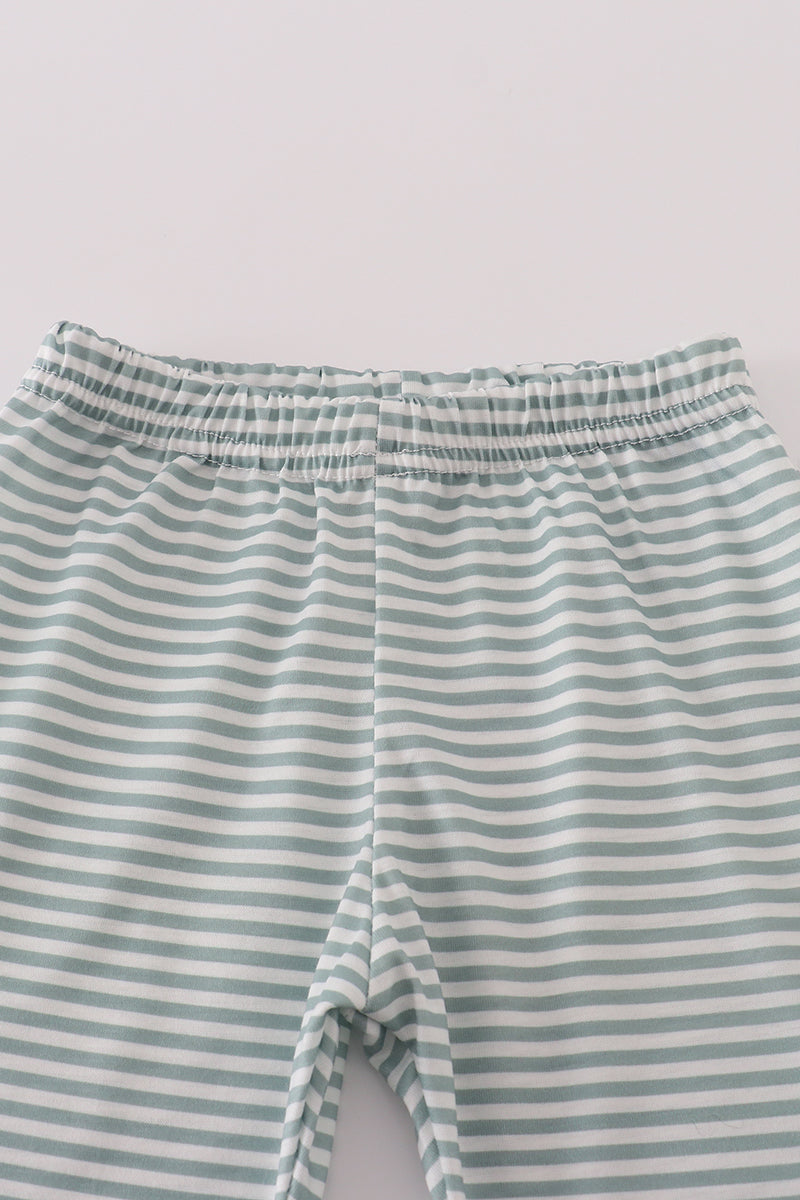 Sage stripe football french knot pants set - Aaria Tees Aaria Tees