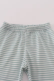 Sage stripe football french knot pants set - Aaria Tees Aaria Tees