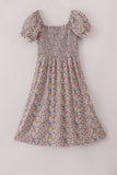Fall floral print smocked mom dress - Aaria Tees Aaria Tees