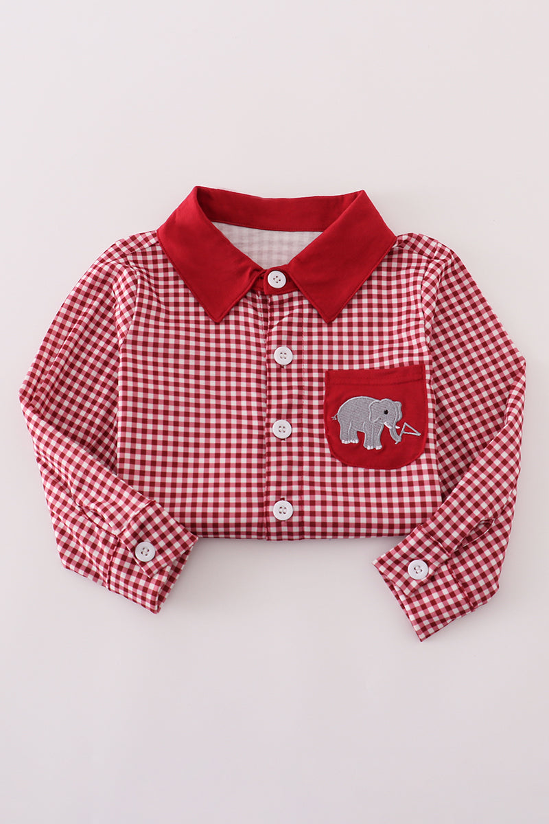 Alabama roll tide elephant embroidery button down shirt - Aaria Tees Aaria Tees