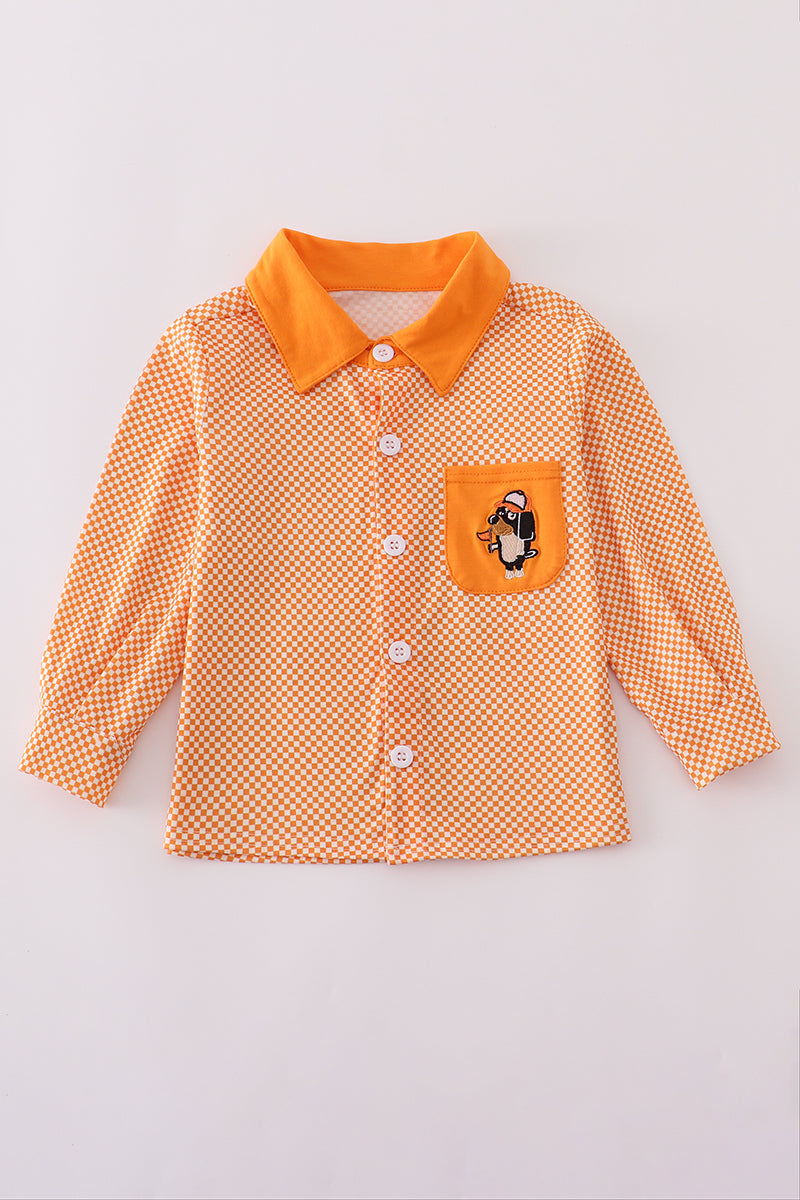 Orange Tennessee go vols applique button down shirt - Aaria Tees Aaria Tees