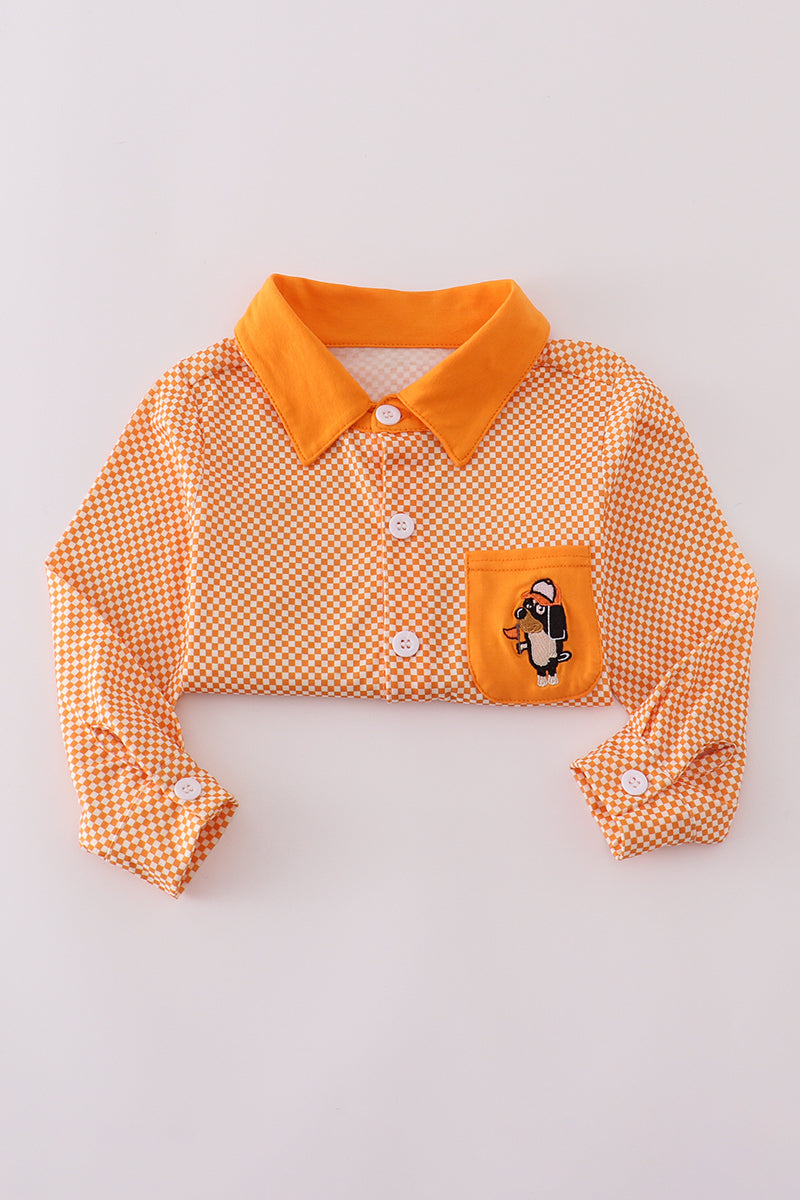 Orange Tennessee go vols applique button down shirt - Aaria Tees Aaria Tees