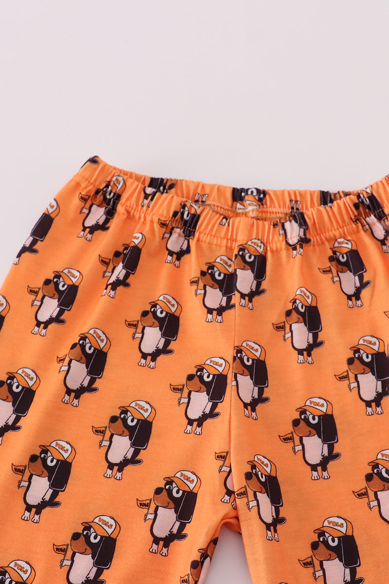 Orange Tennessee go vols print ruffle pajamas set - Aaria Tees Aaria Tees