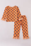 Orange Tennessee go vols print ruffle pajamas set - Aaria Tees Aaria Tees