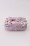 Purple floral print canvas bow lunch bag Aaria Tees