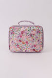 Purple floral print canvas bow lunch bag Aaria Tees