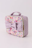 Purple floral print canvas bow lunch bag Aaria Tees