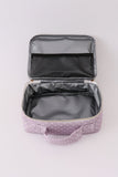 Purple floral print canvas bow lunch bag Aaria Tees