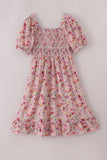 Purple floral print ruffle mom&me dress - Aaria Tees Aaria Tees