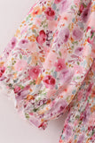 Purple floral print ruffle mom&me dress - Aaria Tees Aaria Tees