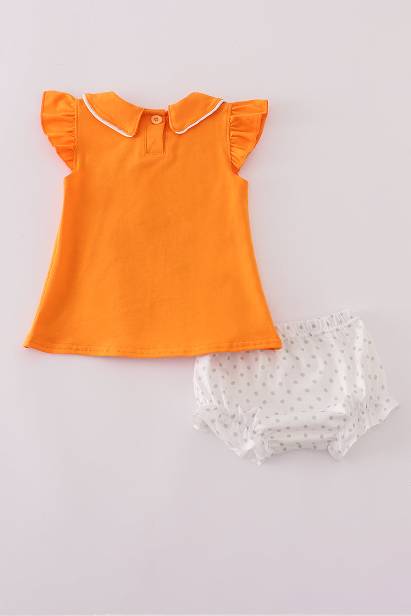 Orange Tennessee go vols embroidery bloomer set - Aaria Tees Aaria Tees