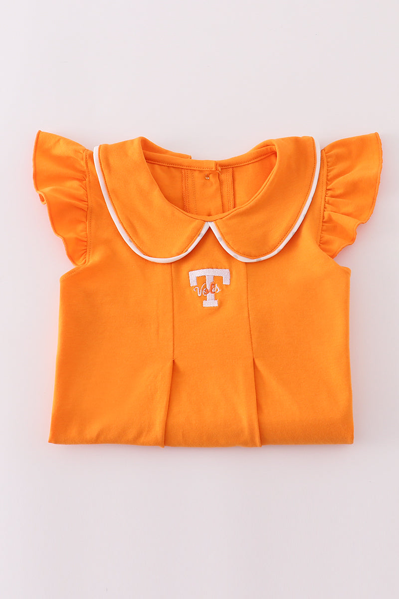 Orange Tennessee go vols embroidery ruffle pants set - Aaria Tees Aaria Tees