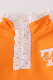 Orange Tennessee go vols embroidery ruffle pants set - Aaria Tees Aaria Tees