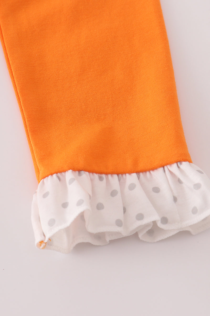 Orange Tennessee go vols embroidery ruffle pants set - Aaria Tees Aaria Tees
