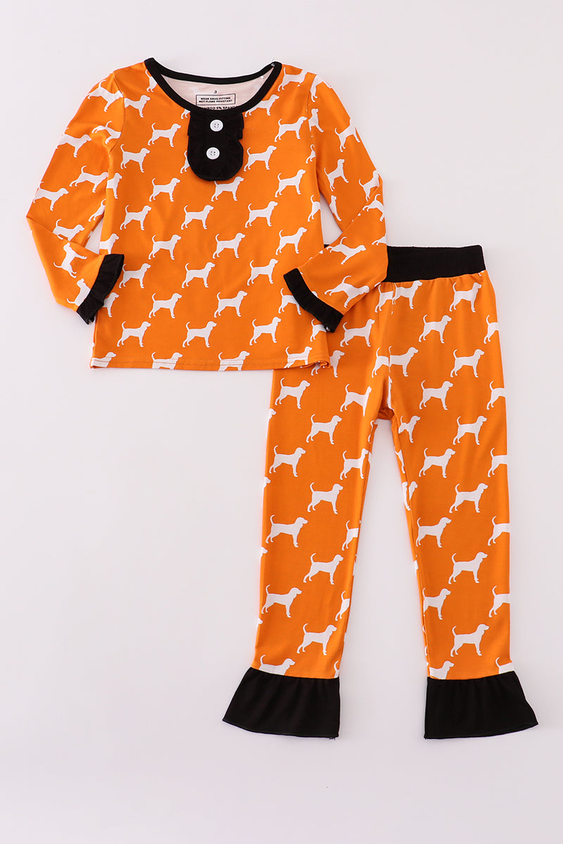 Orange Tennessee bamboo ruffle pajamas set - Aaria Tees Aaria Tees