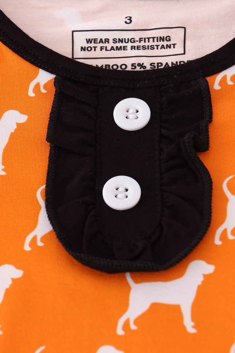 Orange Tennessee bamboo ruffle pajamas set - Aaria Tees Aaria Tees