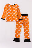 Orange Tennessee bamboo ruffle pajamas set - Aaria Tees Aaria Tees