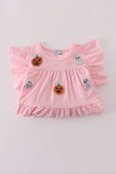 Pink ghost pumpkin sequin ruffle dress Aaria Tees