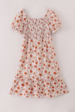 Fall floral print smocked mom dress - Aaria Tees Aaria Tees