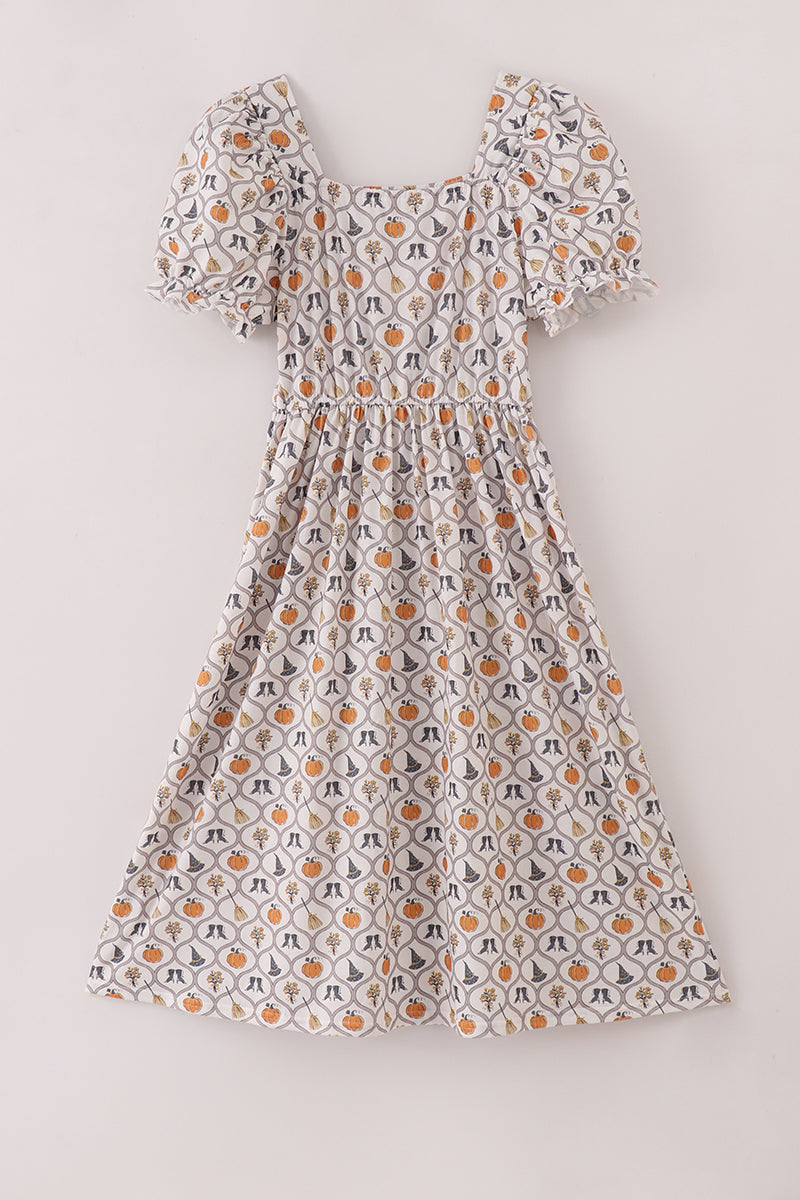 Witch pumpkin print mom dress - Aaria Tees