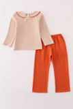 Rust isaiah embroidery pants set - Aaria Tees Aaria Tees