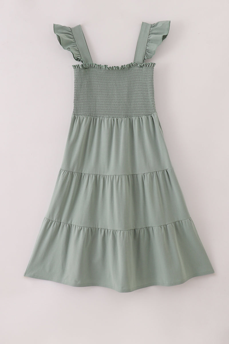 Sage smocked tiered mom dress - Aaria Tees Aaria Tees