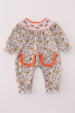 Floral embroidery smocked romper - Aaria Tees Aaria Tees